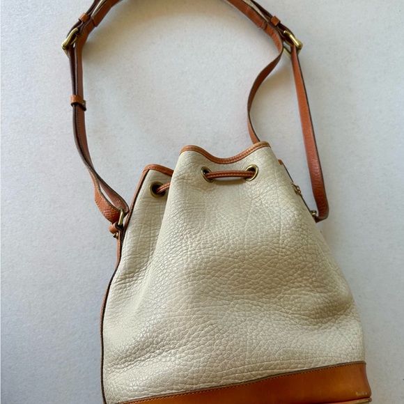 Dooney & Bourke Cream and Tan Leather Bucket Bag - Picture 5 of 11
